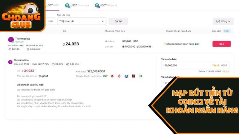 Ưu điểm của nạp - rút qua Coin12